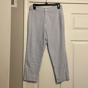 BLUE AND WHITE STRIPED CAPRI